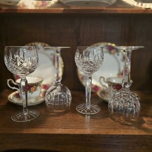 Stunning Mixed Set Of Waterford Wine Balloon‎ Crystal Glasses